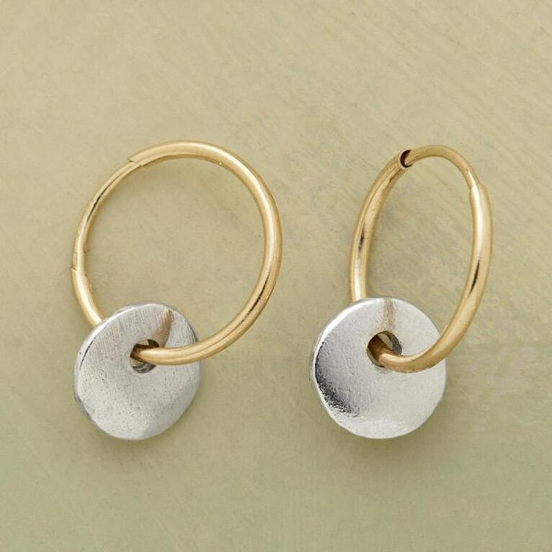 Seyna – Pendientes elegantes de círculos dorados y plateados