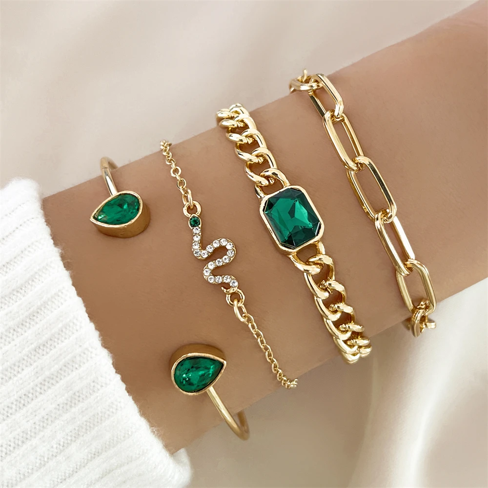 Jade – Set de pulseras de cristales verdes