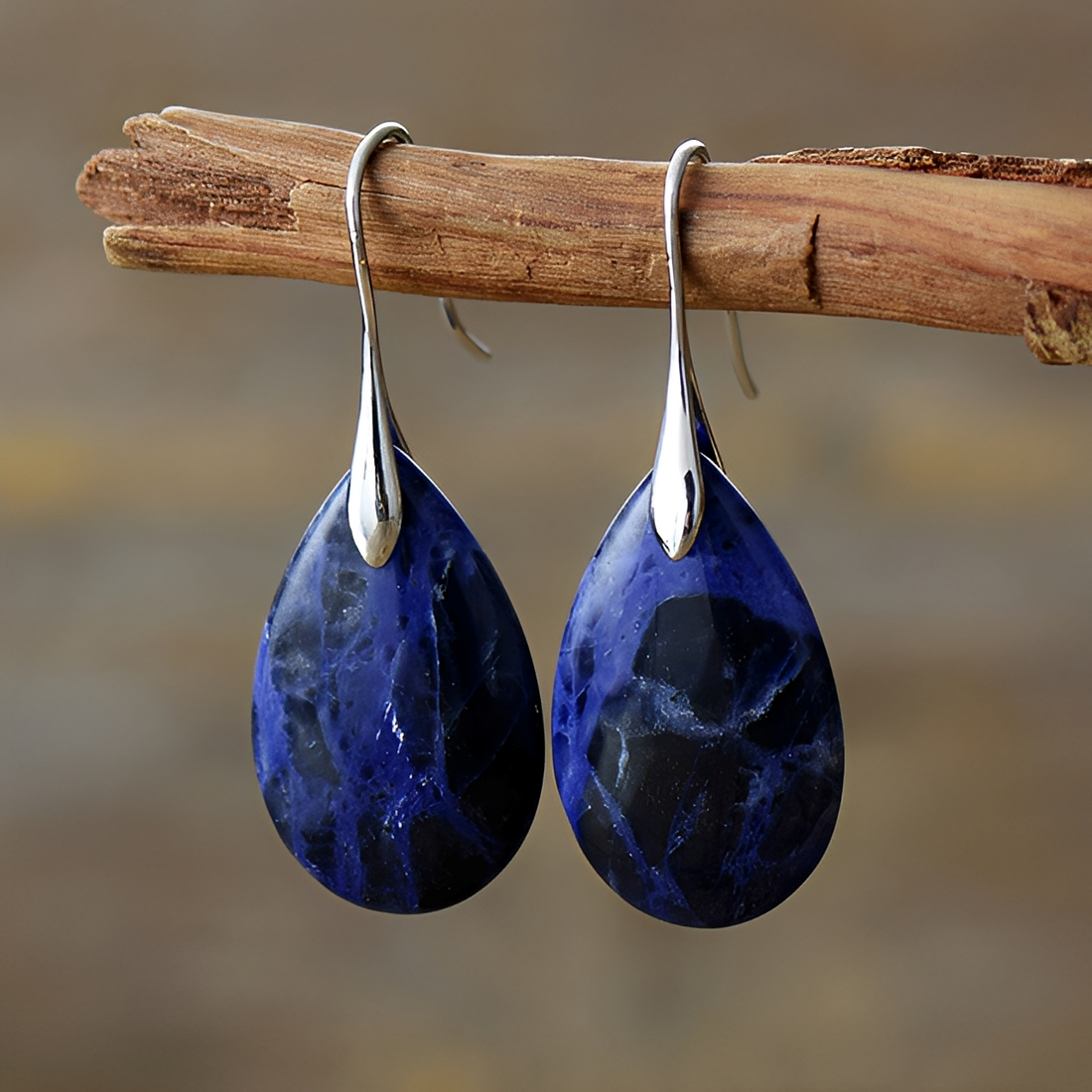 Kris – Pendientes vintage chic con piedra azul