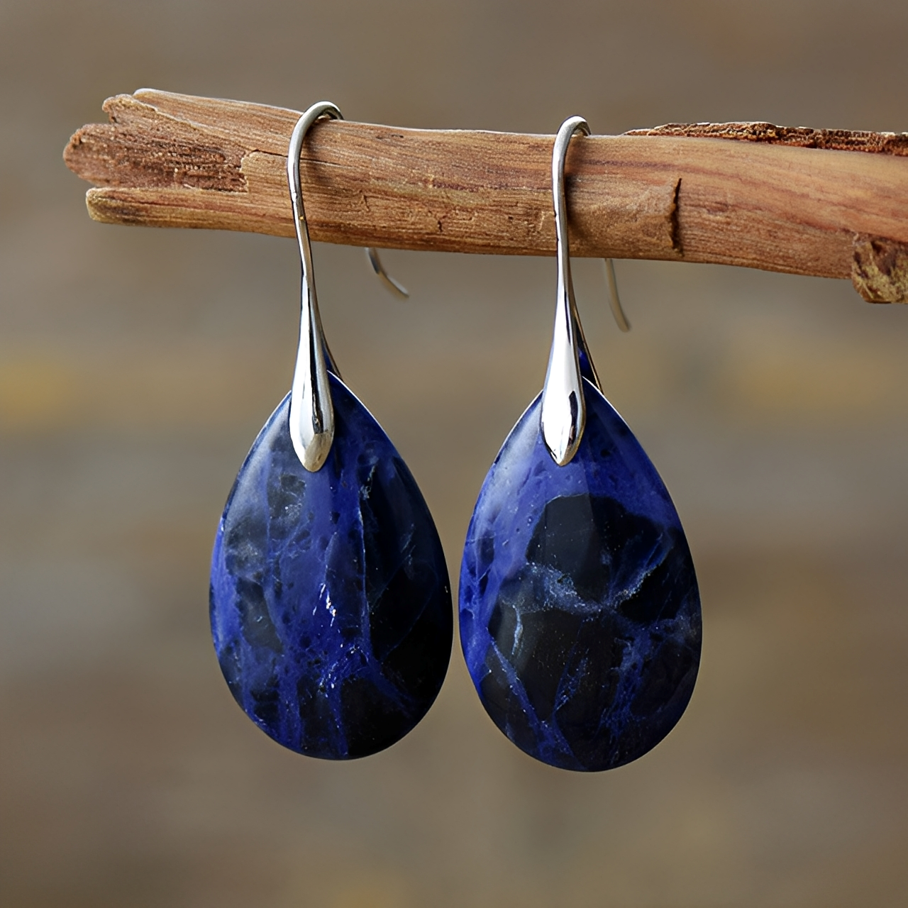 Kris – Pendientes vintage chic con piedra azul