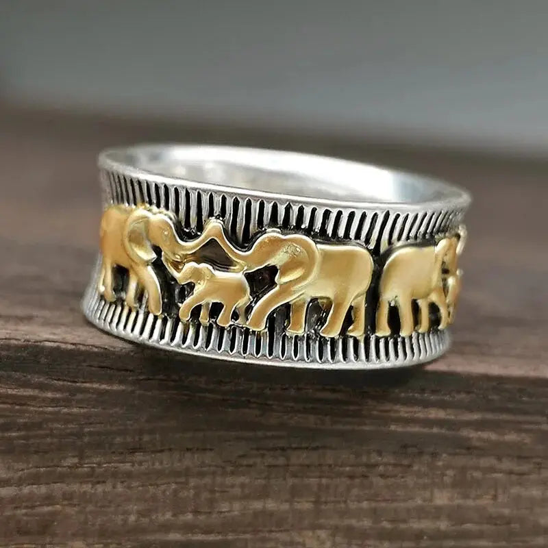 Eli – Anillo de elefante dorado vintage