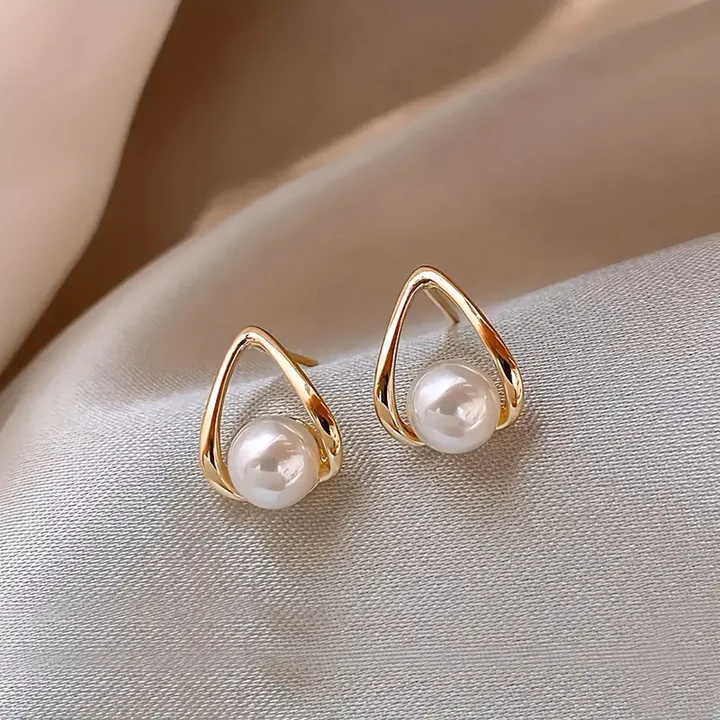 Geah – Pendientes de perlas de oro huecas