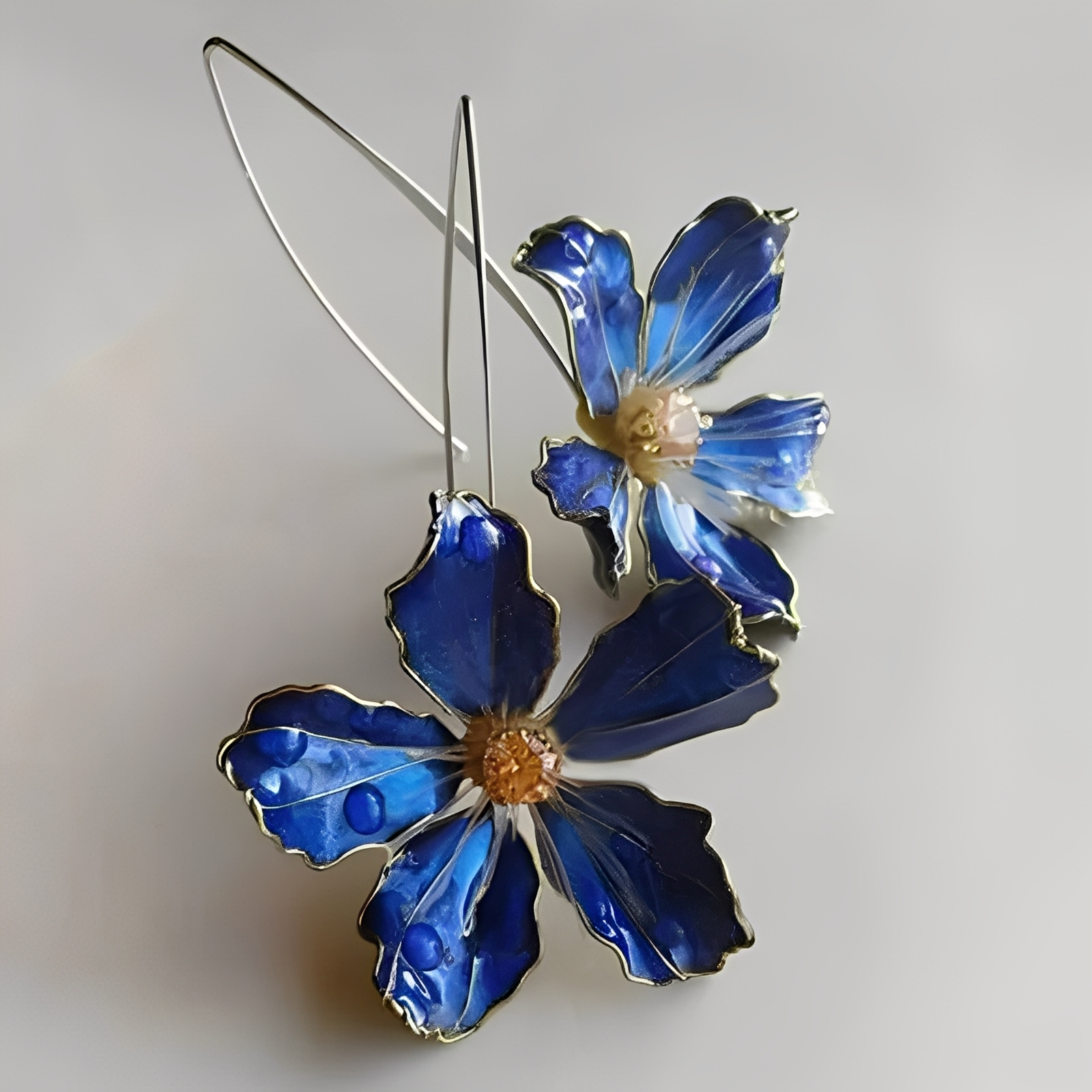 Bliss – Pendientes vintage de flor azul
