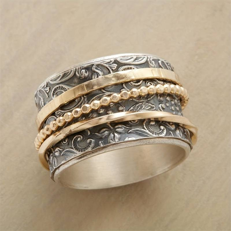 Alodia – Anillo vintage en oro y plata antigua