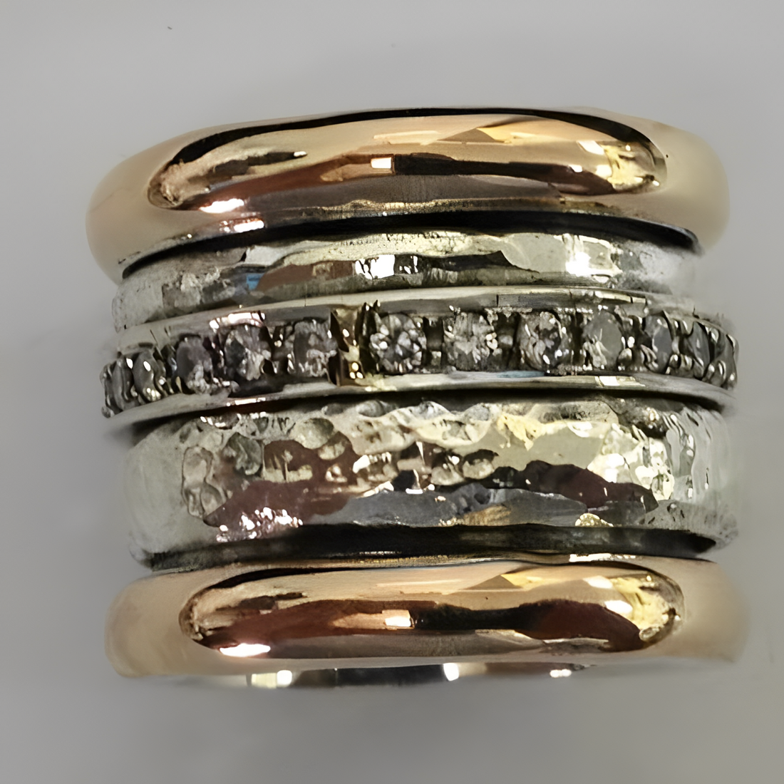 Maellie – Anillo vintage grueso en oro y plata