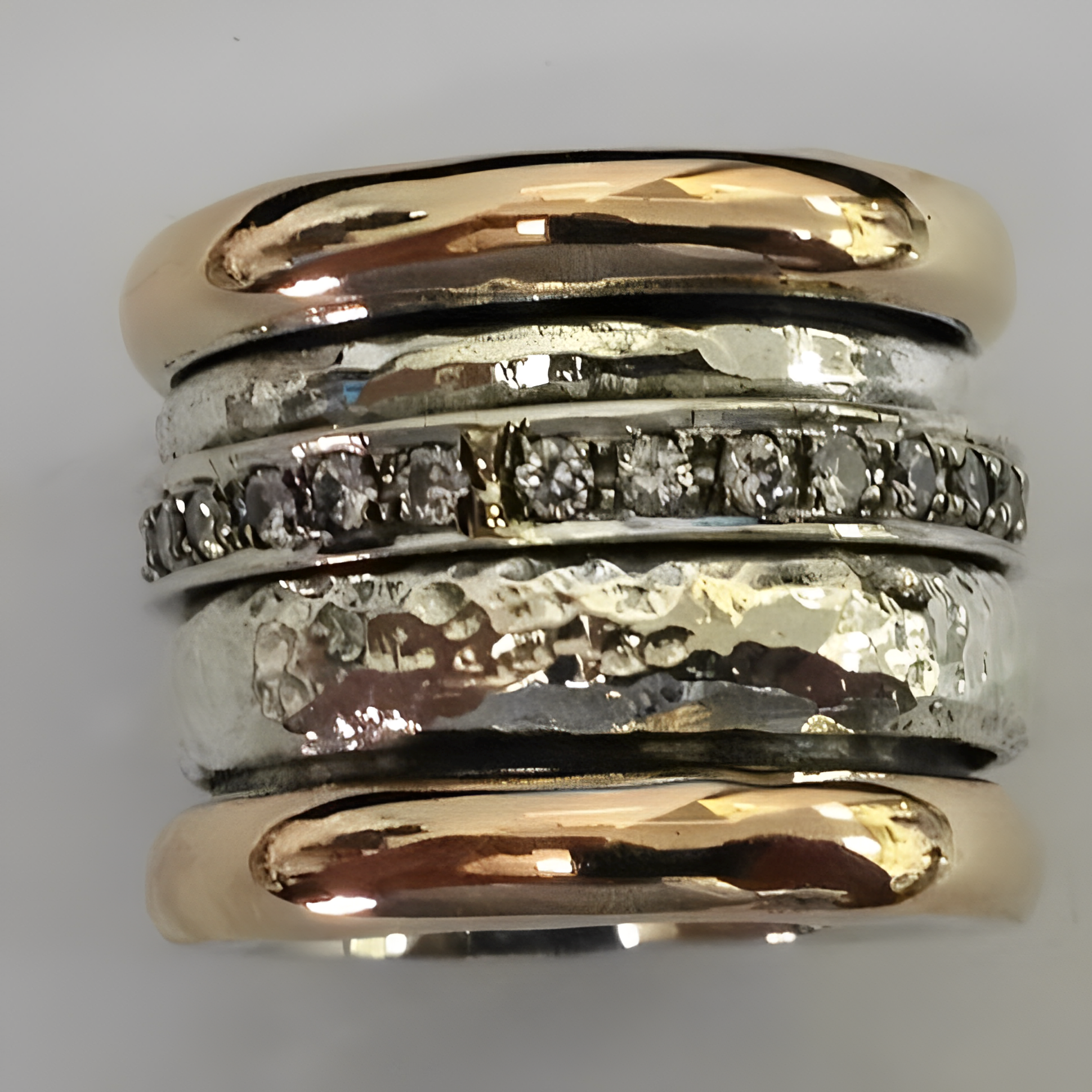 Maellie – Anillo vintage grueso en oro y plata