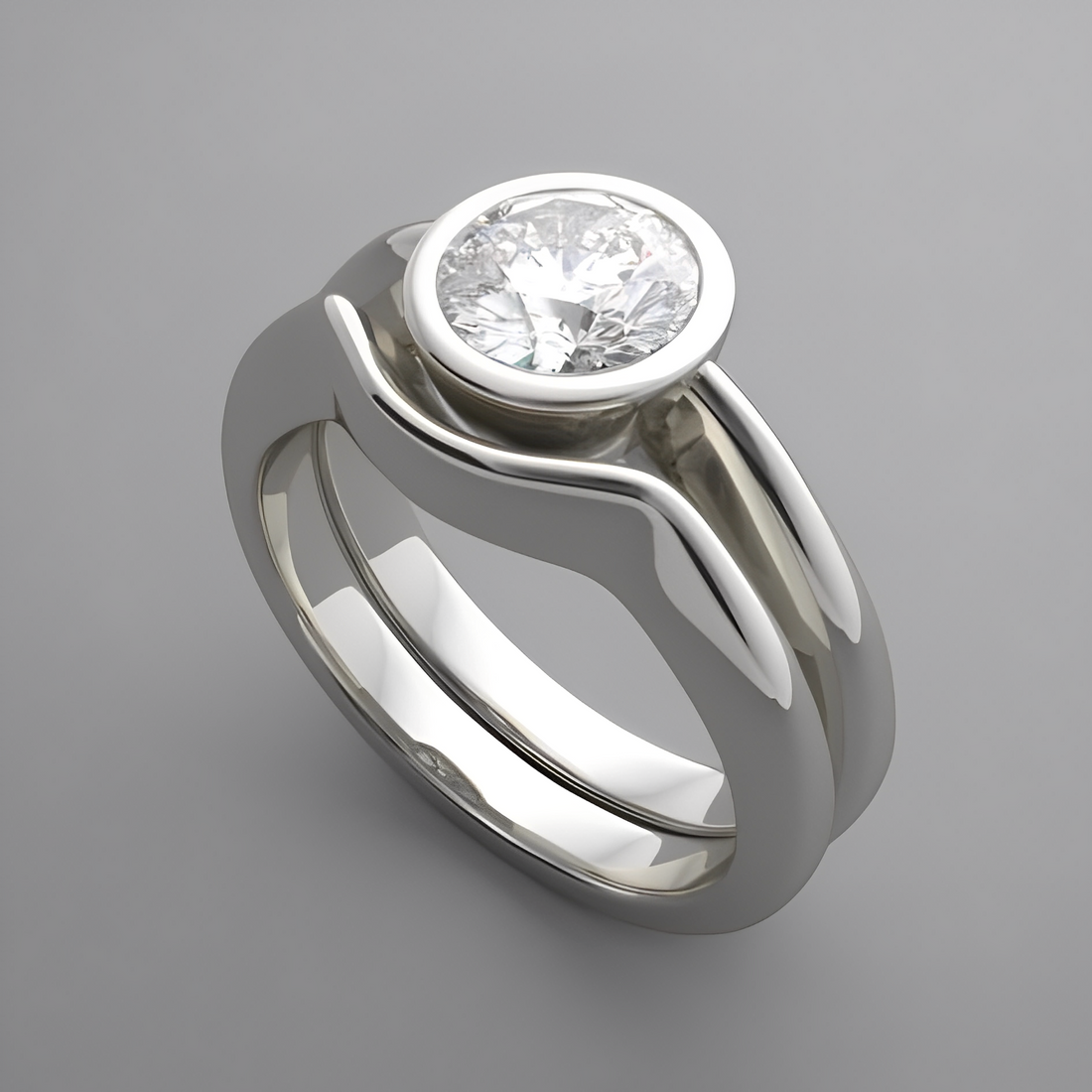 Aria – Anillo de plata vintage con cristal blanco redondo
