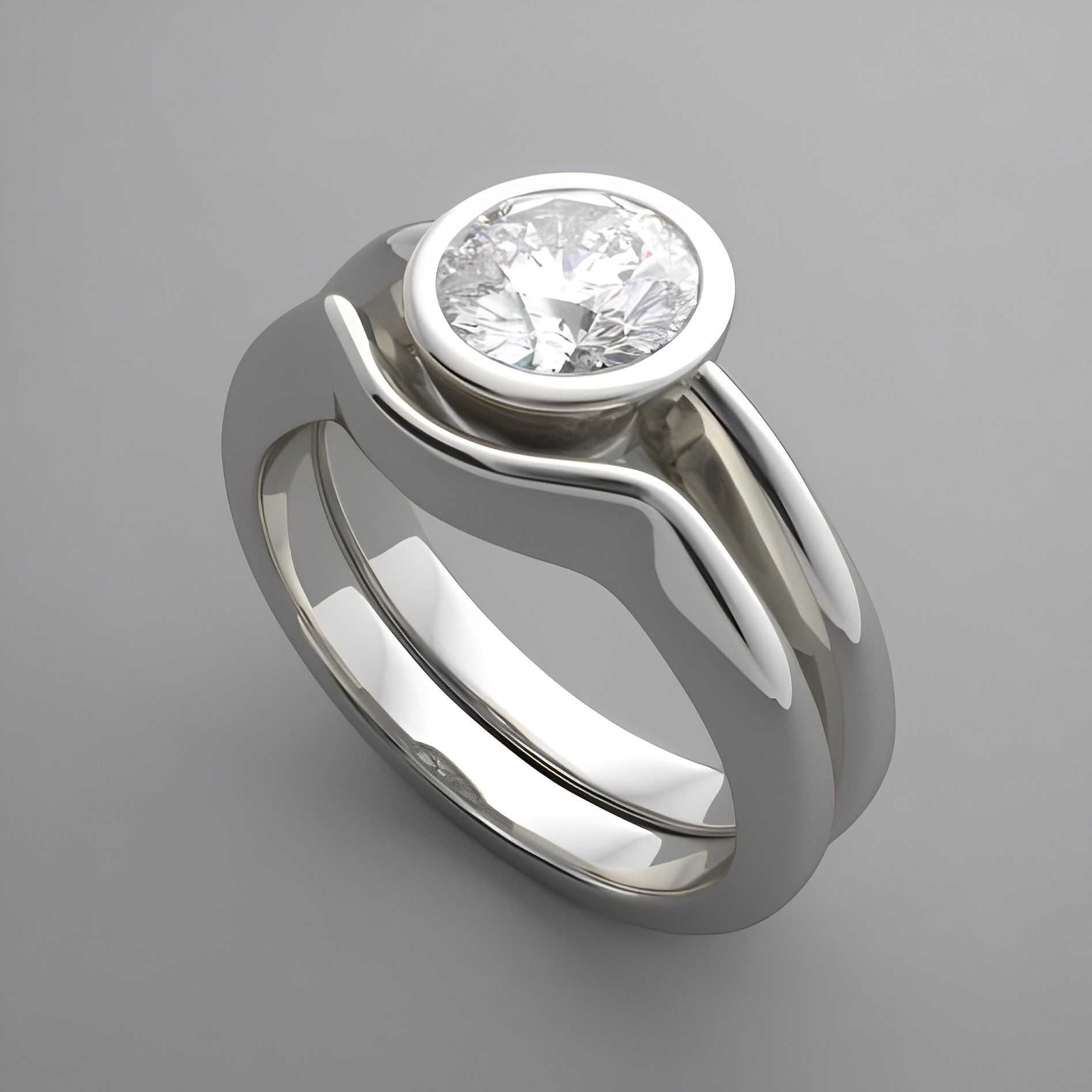 Aria – Anillo de plata vintage con cristal blanco redondo