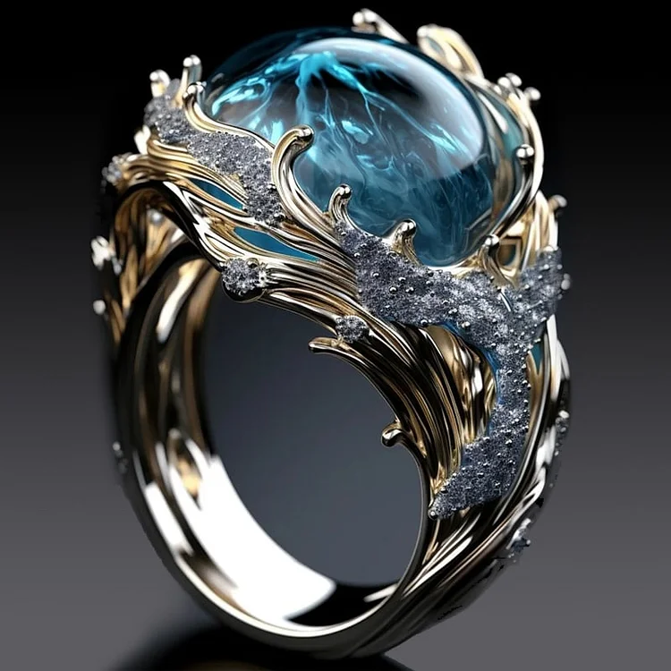 Selena – Anillo vintage de cristal oceánico