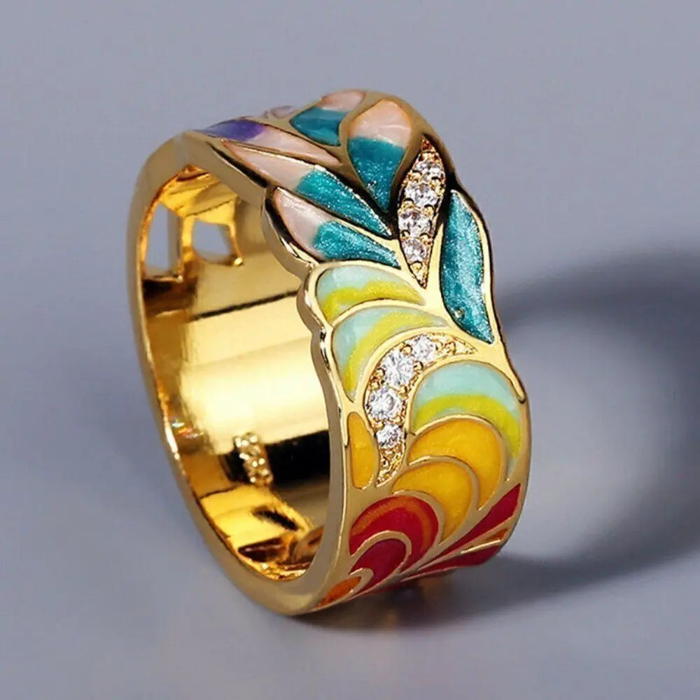 Isolde – Anillo con flores pintadas a mano