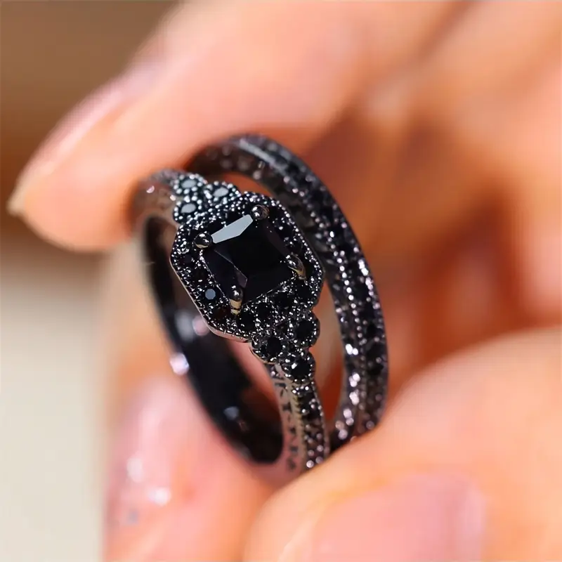 Adrian – Conjunto de anillos vintage en negro