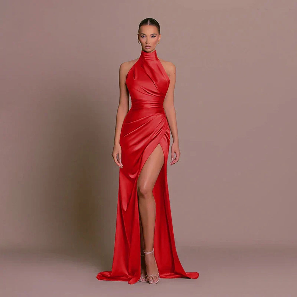 Avigail - Elegante vestido de noche con alto escote