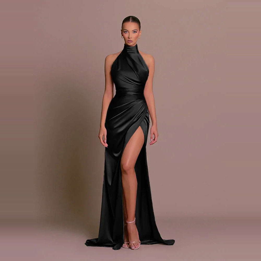 Avigail - Elegante vestido de noche con alto escote