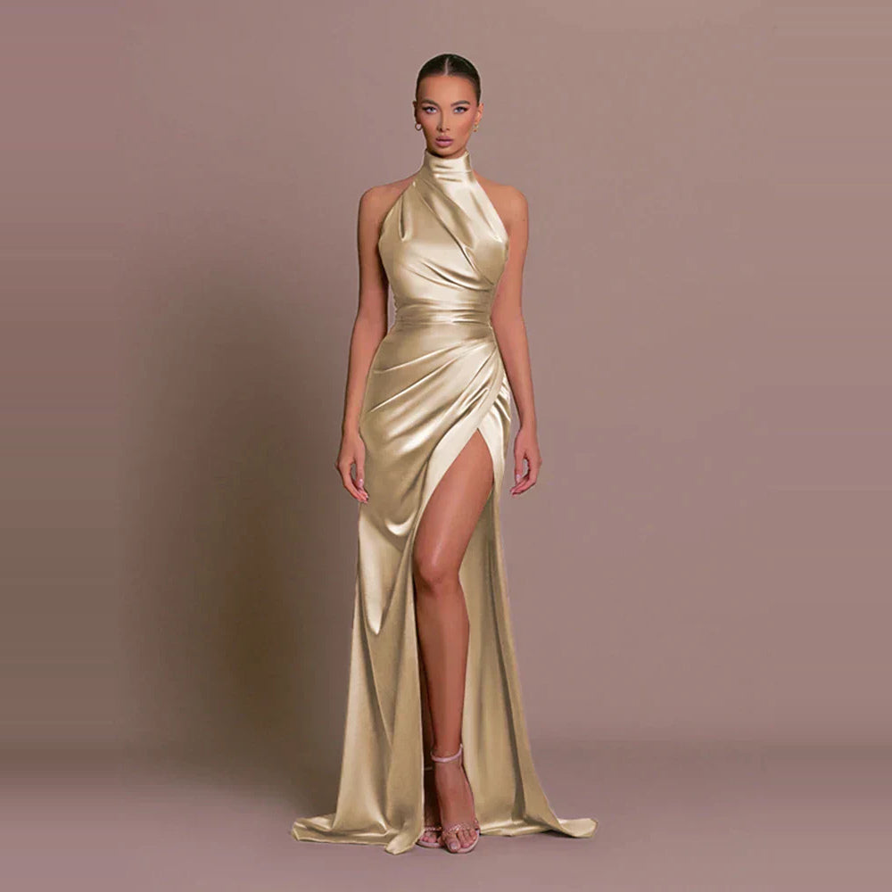Avigail - Elegante vestido de noche con alto escote