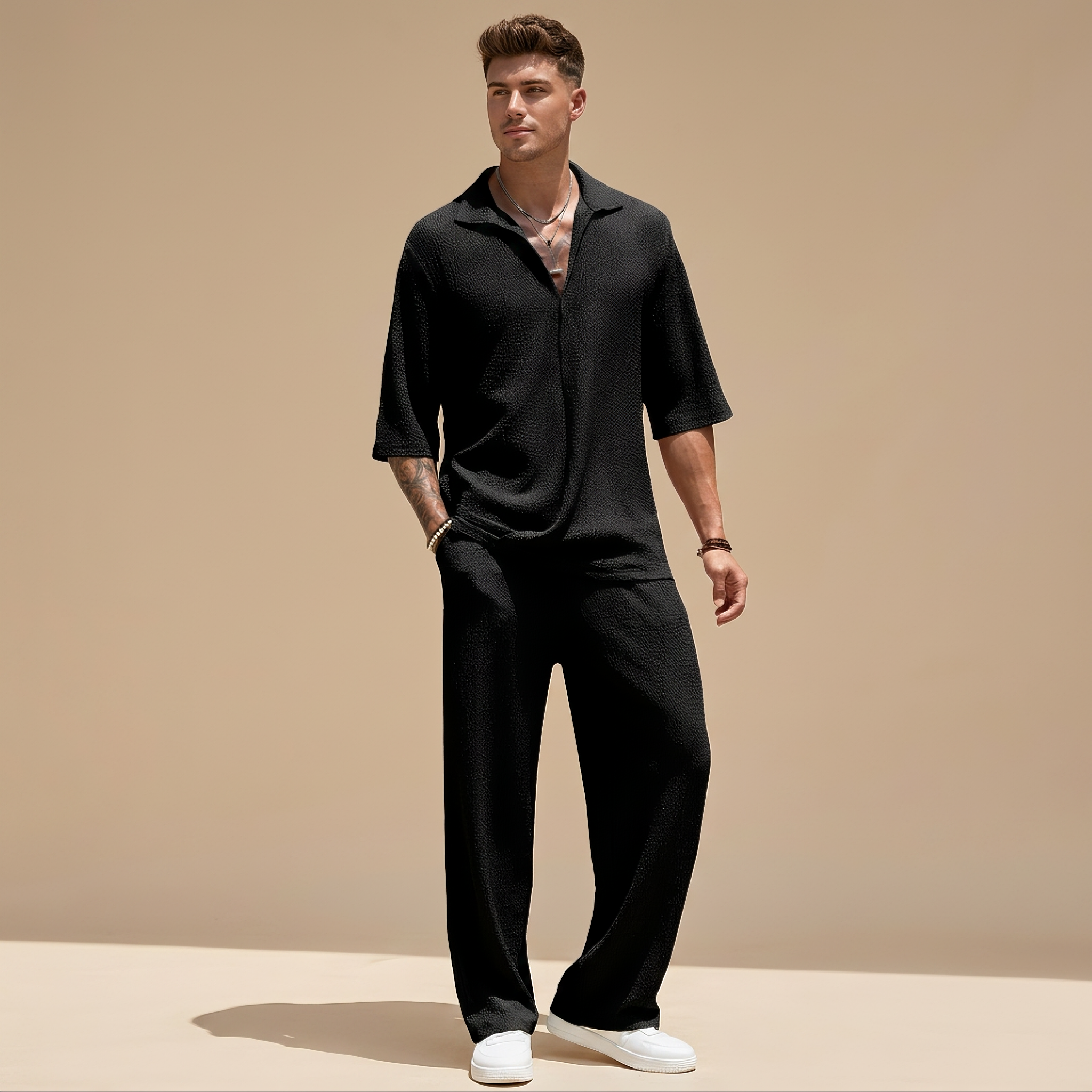 Allen - Conjunto Relajado con Textura Ondulada