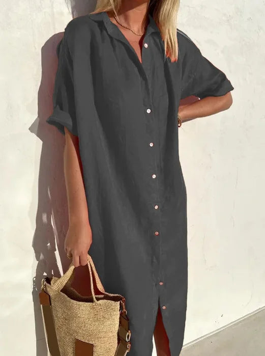 Maloi - Vestido Camisa de Lino sin Esfuerzo