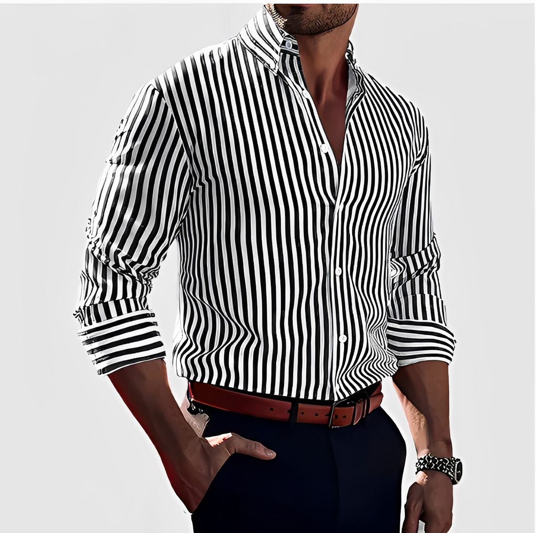 Hassan - Camisa Clásica con Rayas para Hombres