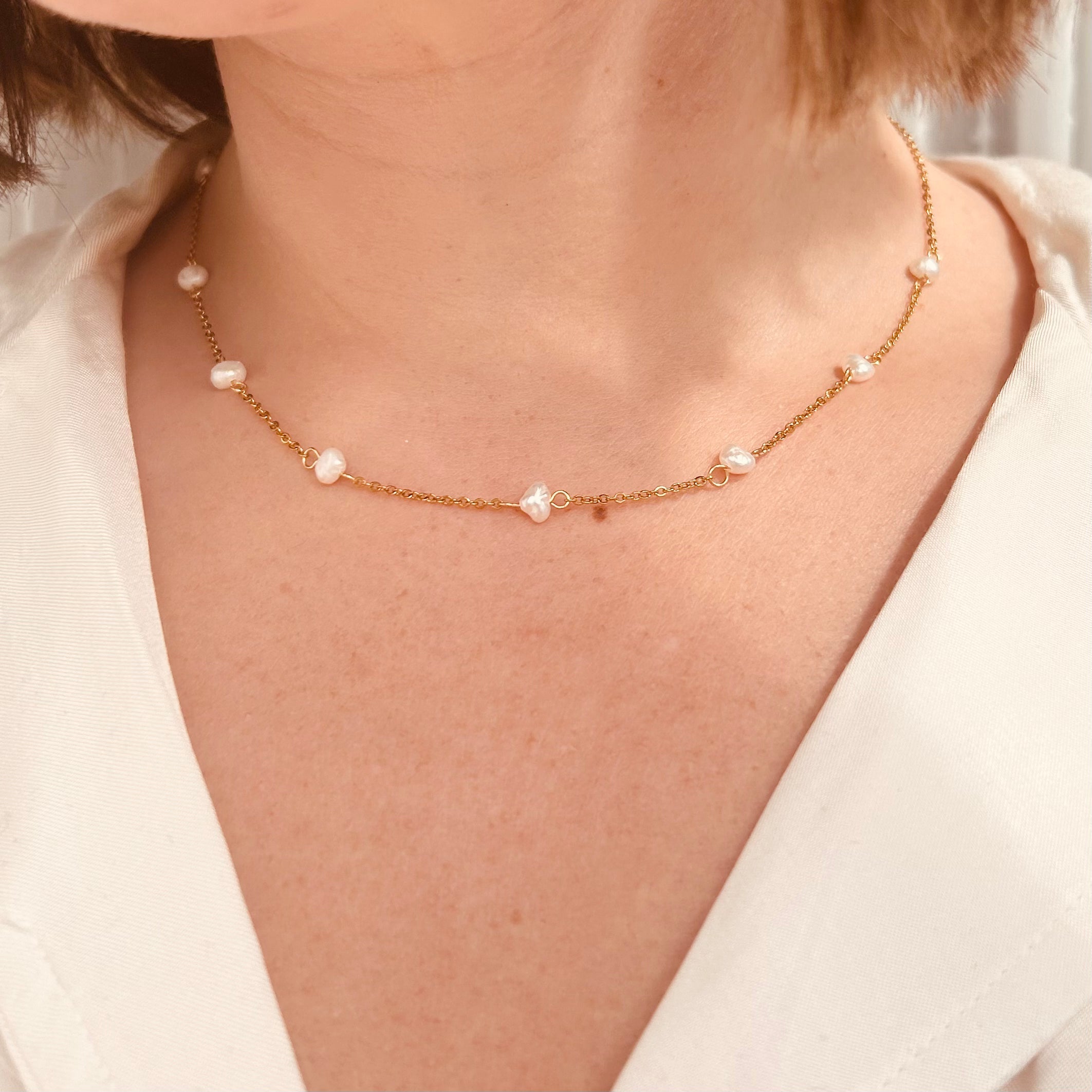Collar de perlas de oro - Collar diario