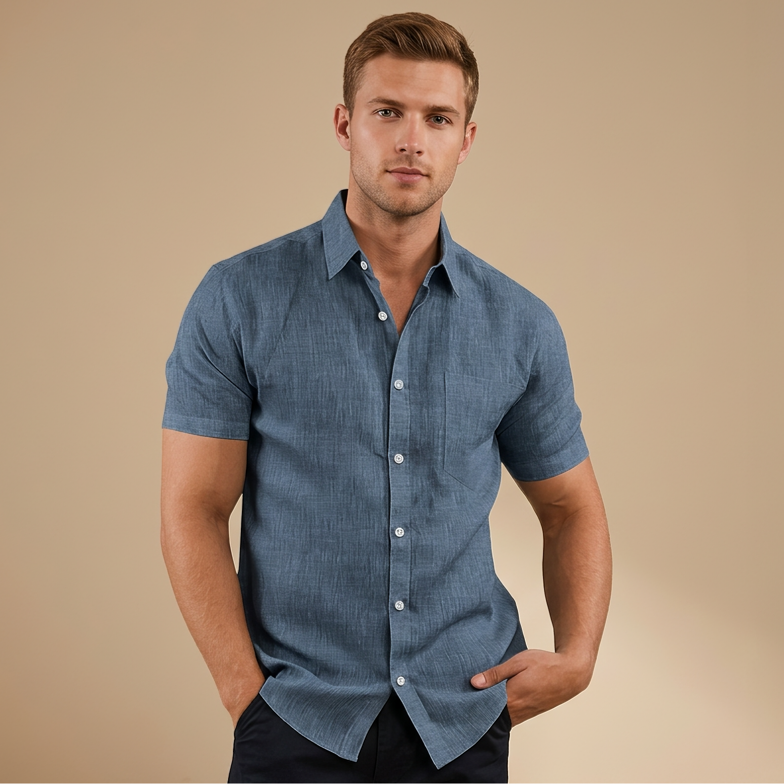 Cassius - Camisa Formal de Manga Corta