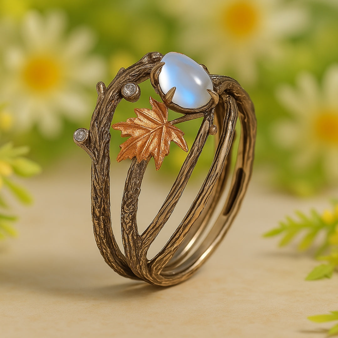 Celestia – Anillo de piedra lunar con encanto natural
