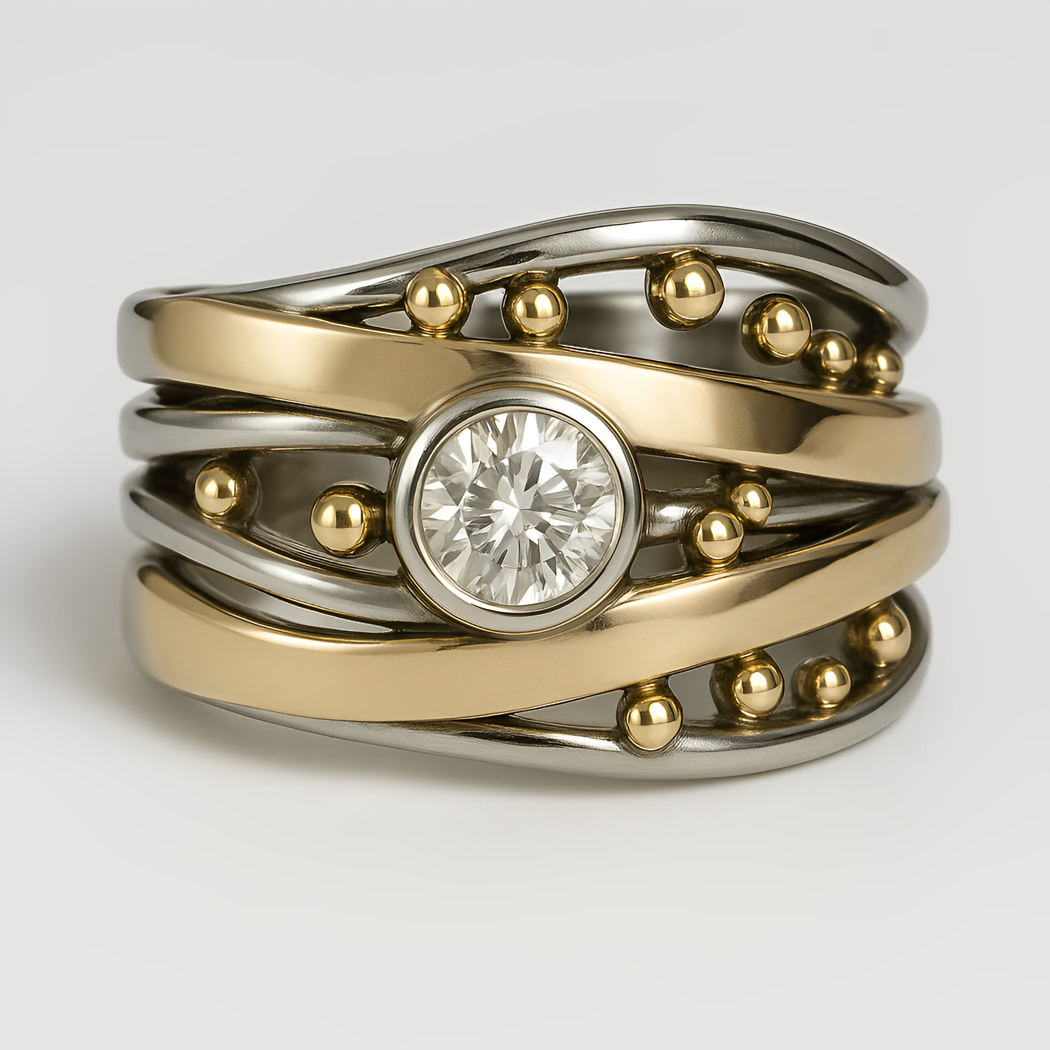 Dalia – Anillo vintage dorado con circonita engastada