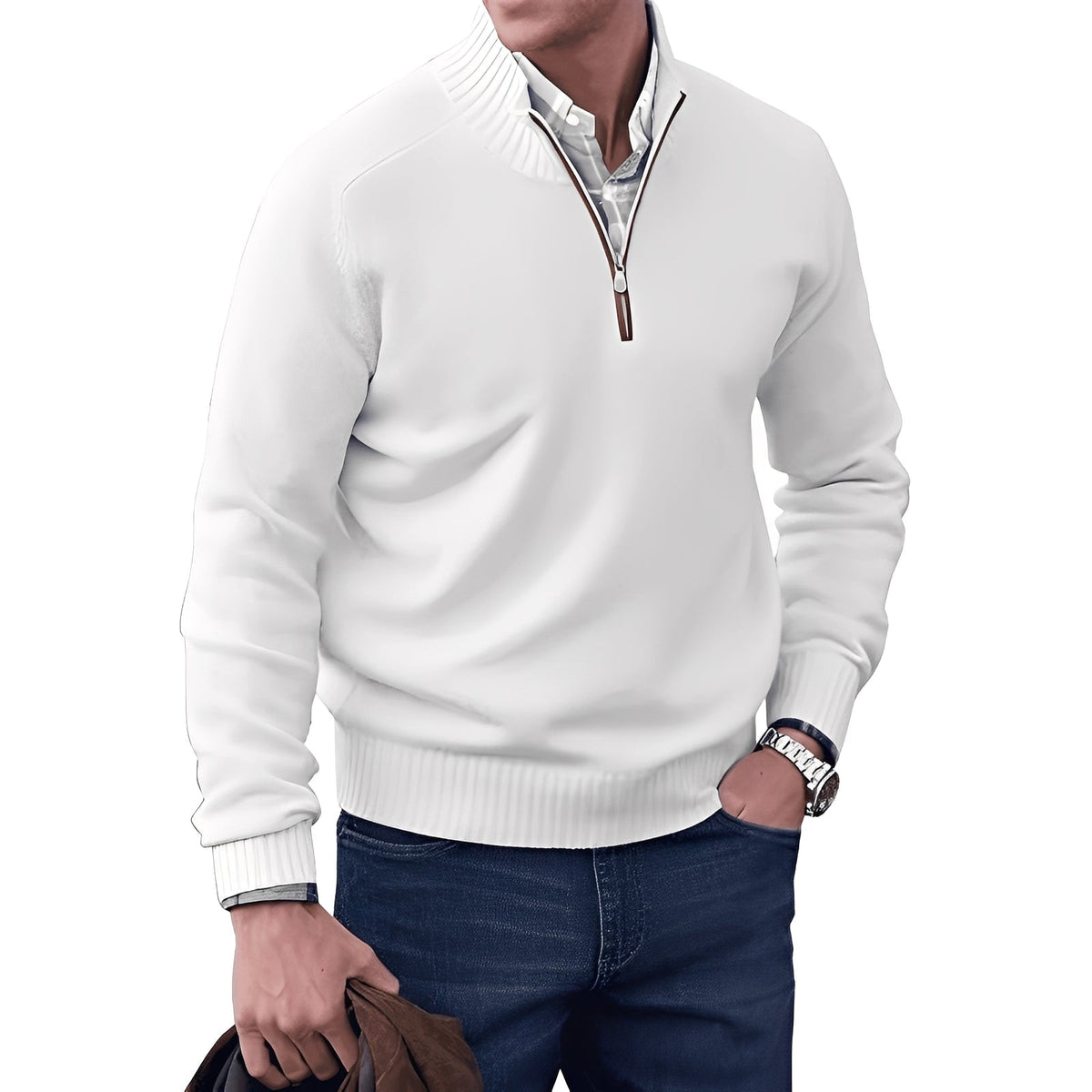 Kian - Suéter moderno para hombre con cremallera práctica