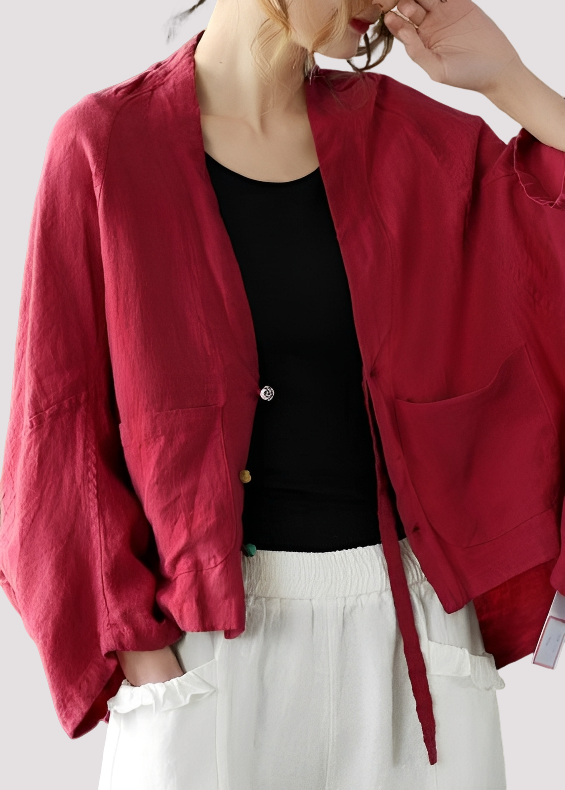 Tilly - Cárdigan casual de corte holgado con bolsillos para damas