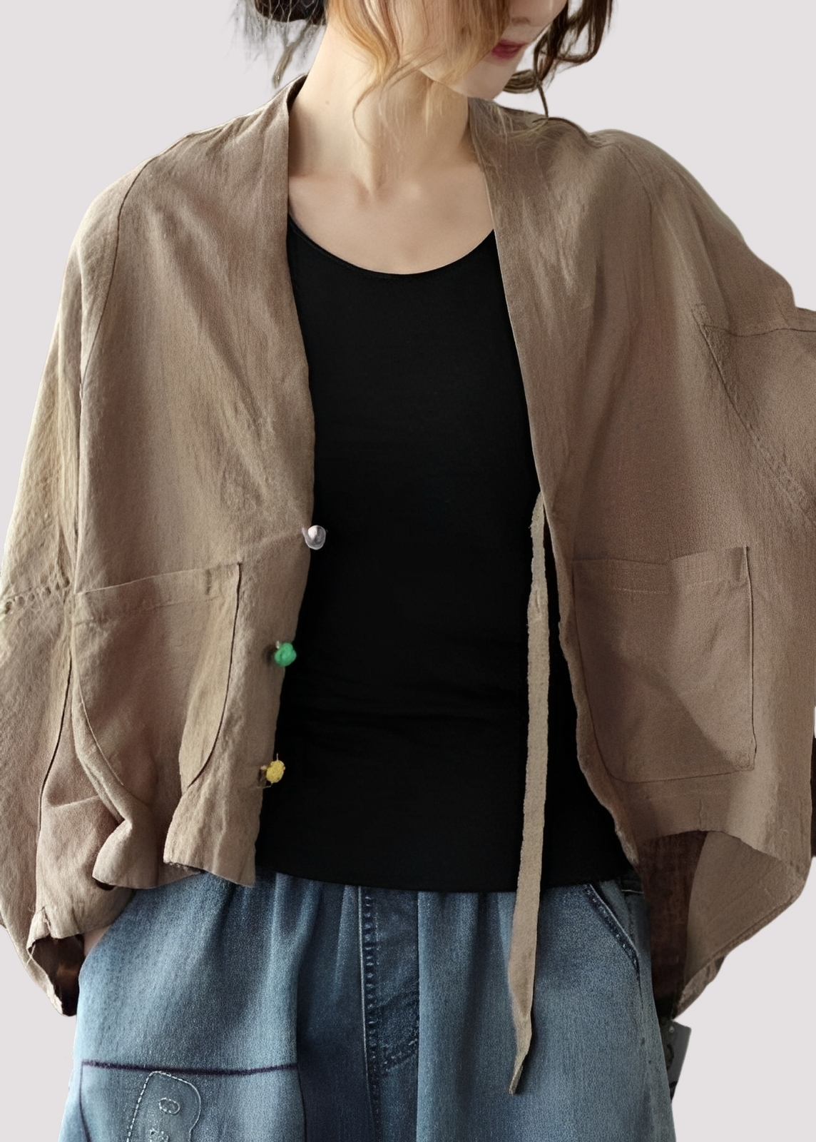 Tilly - Cárdigan casual de corte holgado con bolsillos para damas