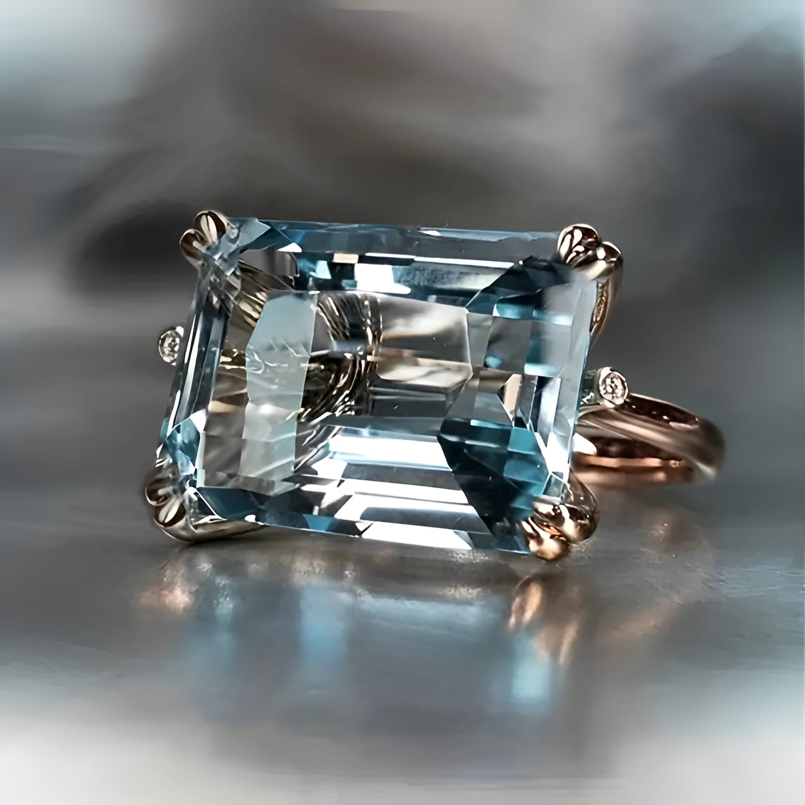 Yvaine – Anillo vintage con circonita azul