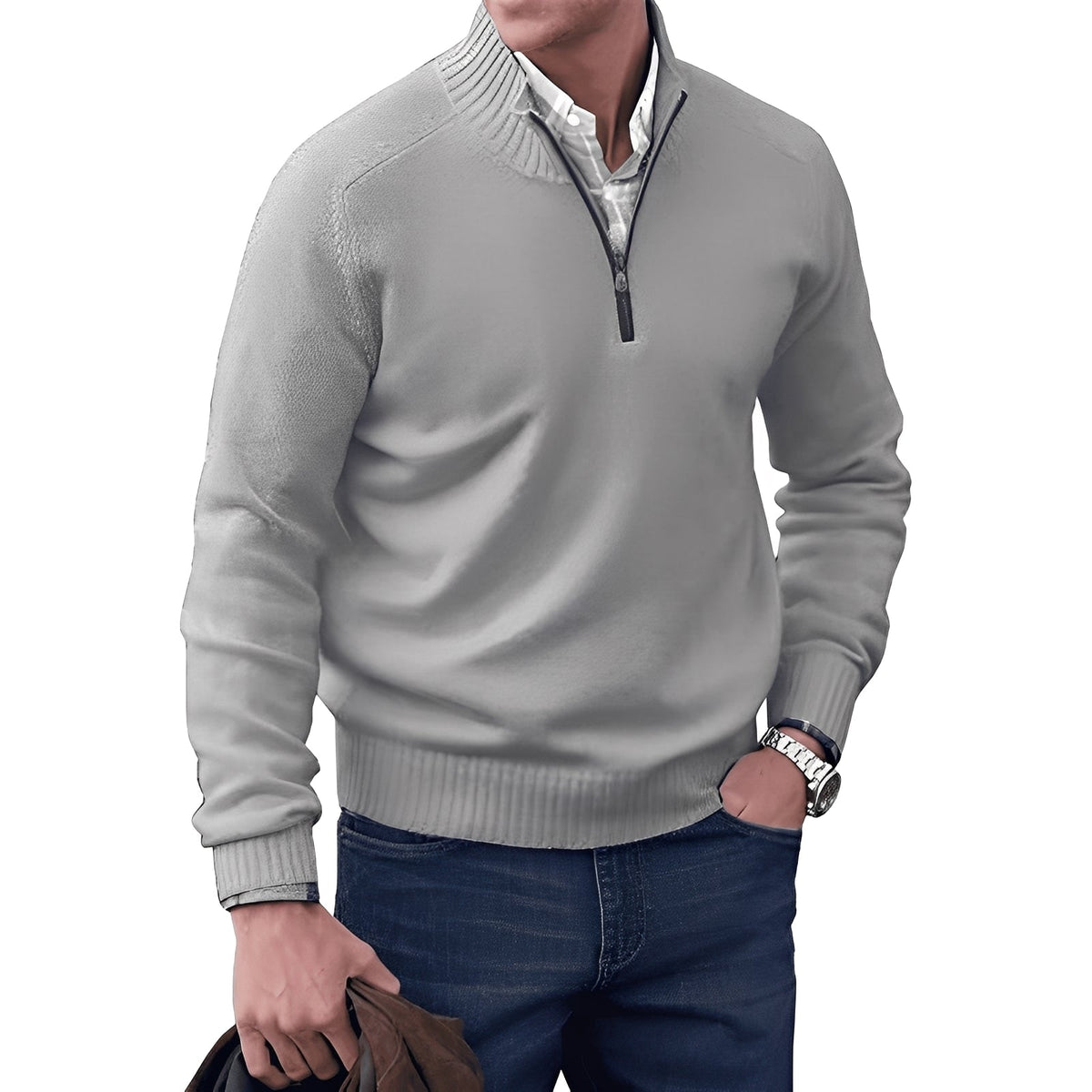 Kian - Suéter moderno para hombre con cremallera práctica