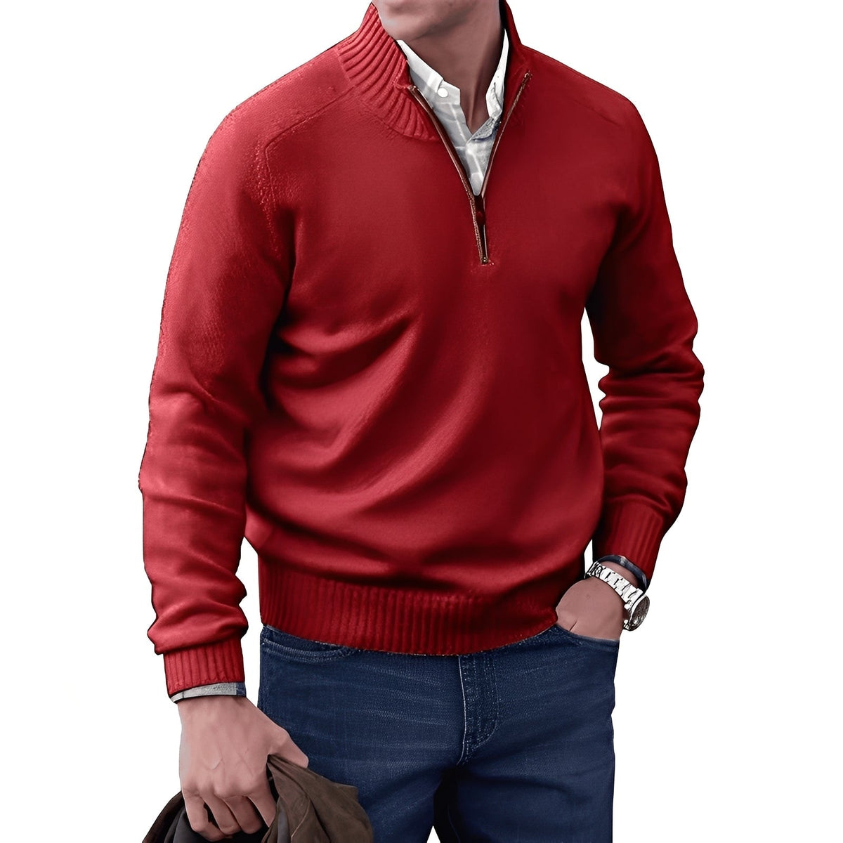 Kian - Suéter moderno para hombre con cremallera práctica