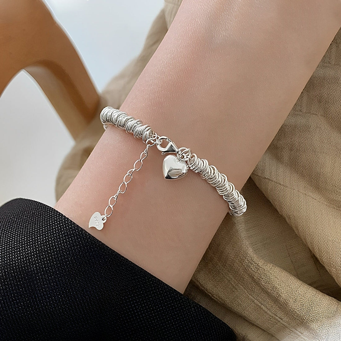 Marie – Pulsera elegante de plata con corazón