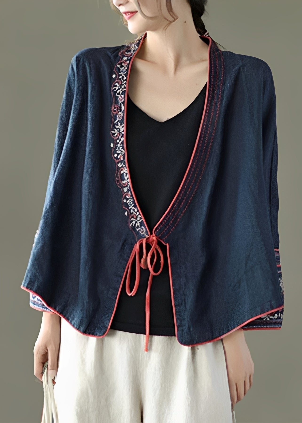 Nastia - Blusa elegante de corte holgado con bordado para damas