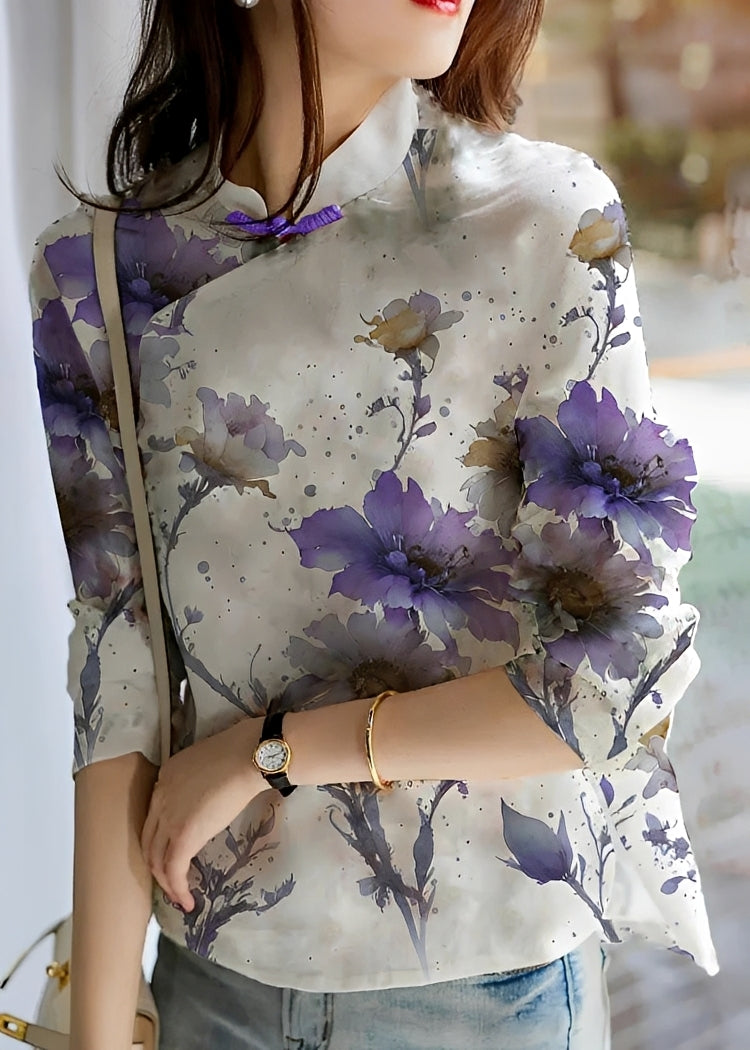 Margaret - Blusa elegante con flores para damas