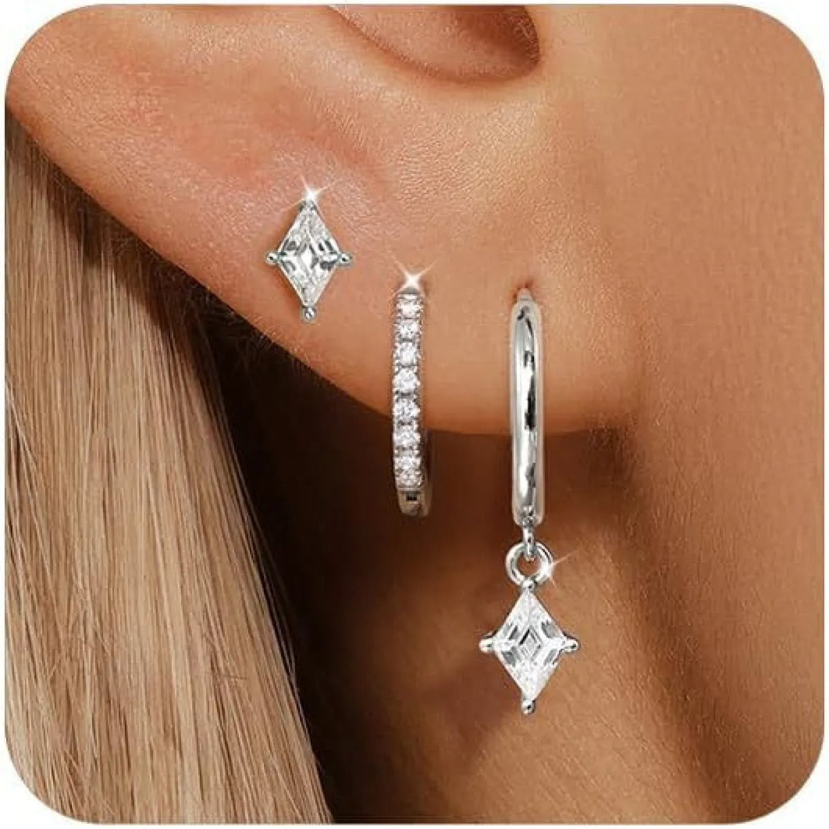 Azaria – Conjunto de pendientes con colgante de diamante