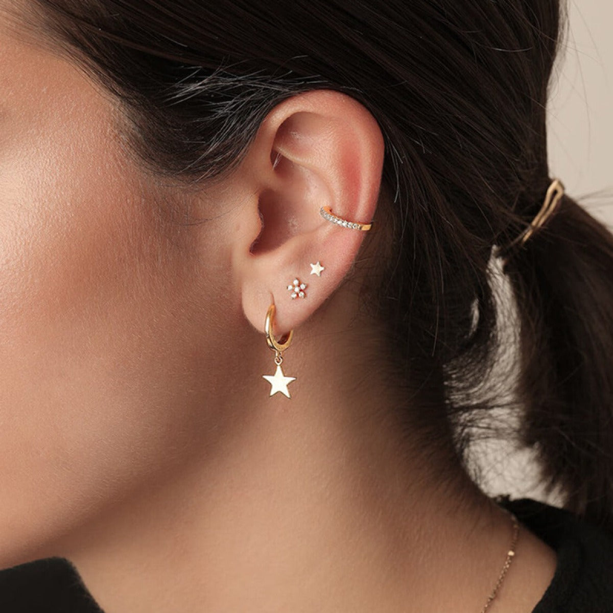 Stellia – Pendientes de estrella con cinco puntas en oro