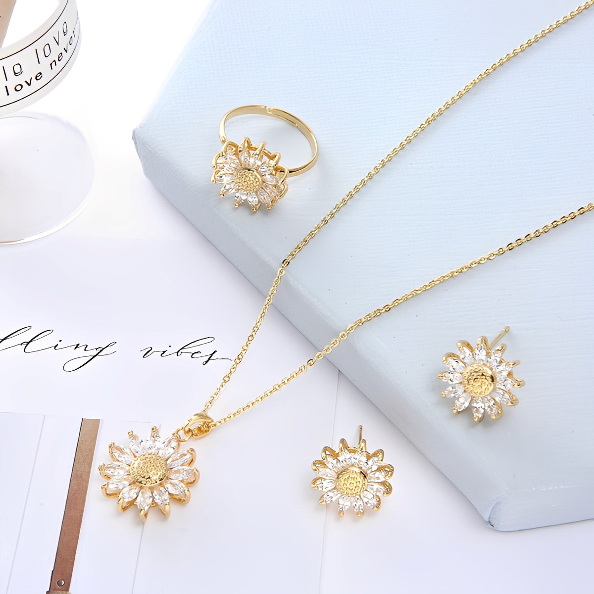 Elina – Conjunto dorado de 18 K sobre cobre