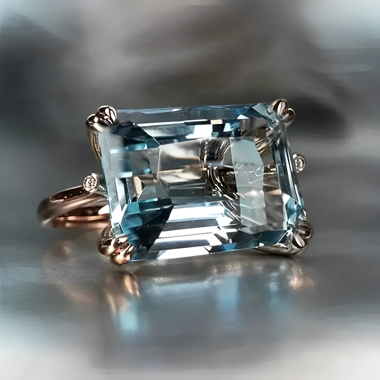 Yvaine – Anillo vintage con circonita azul
