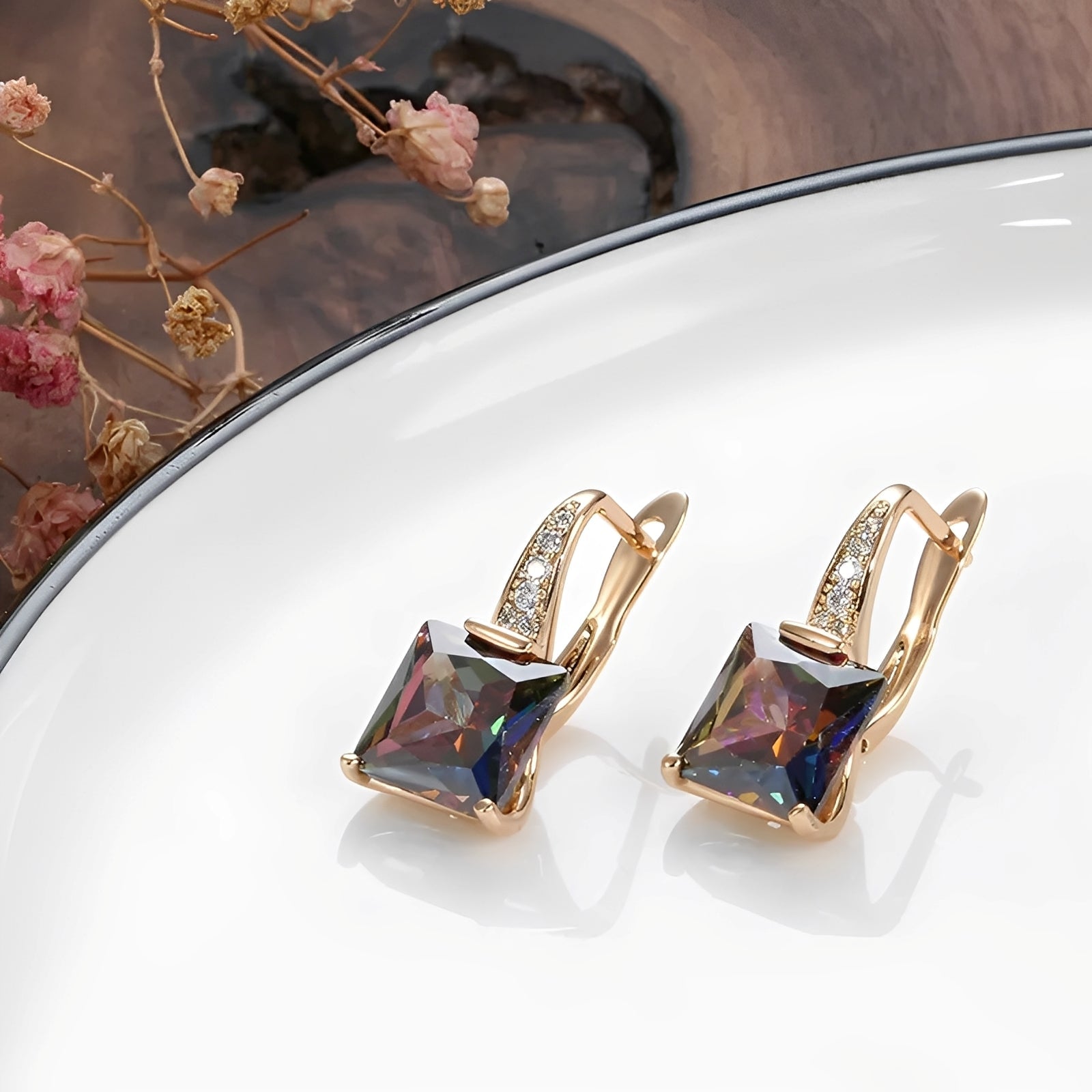Celina – Aros de oro con circonitas de colores
