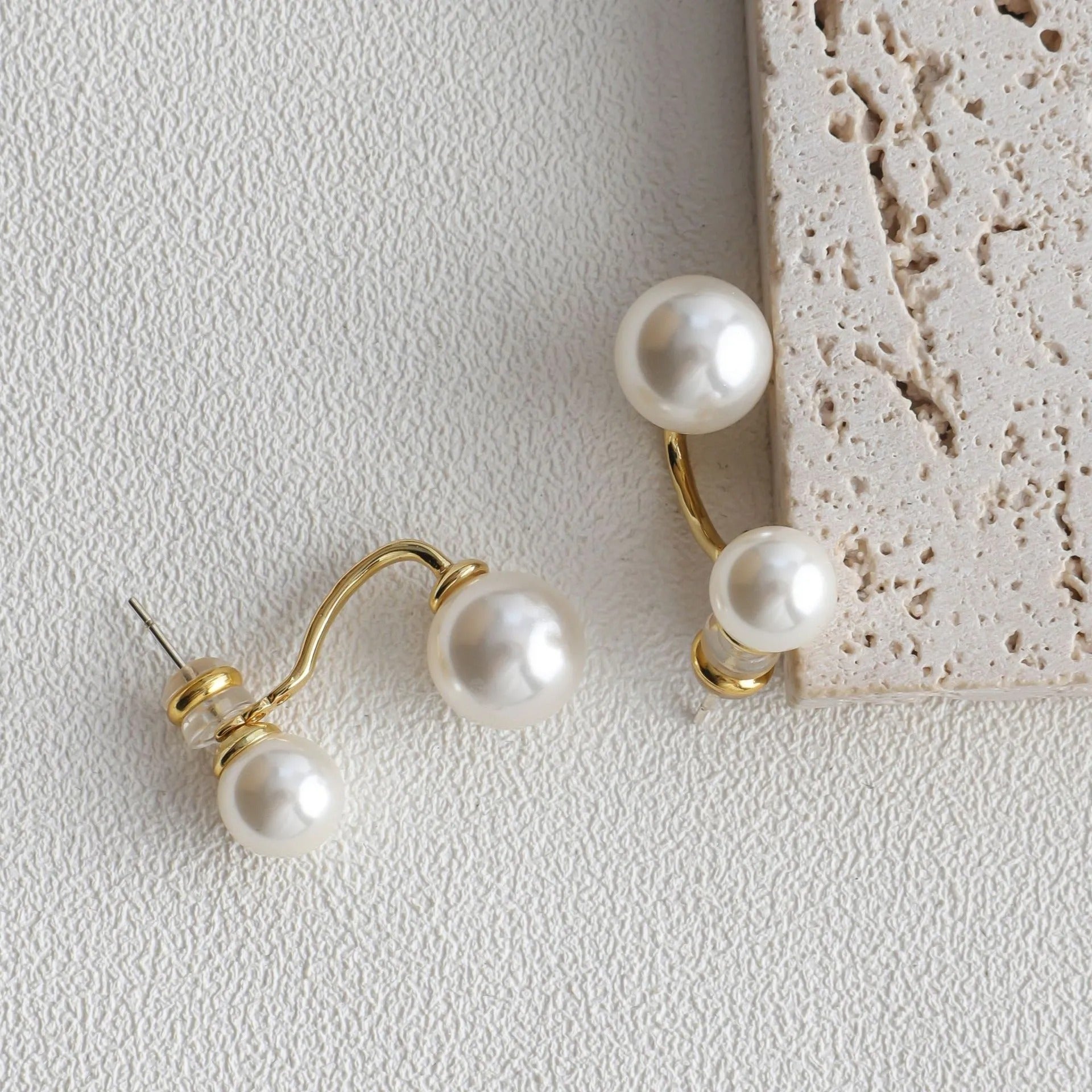 Mav – Pendientes de perla doble elegante