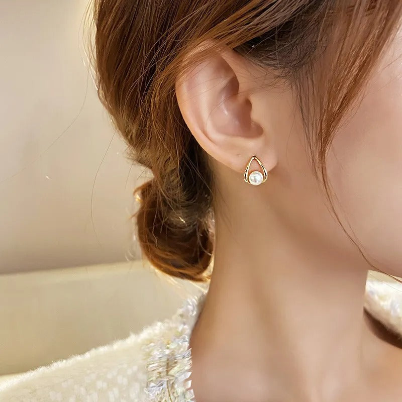 Geah – Pendientes de perlas de oro huecas