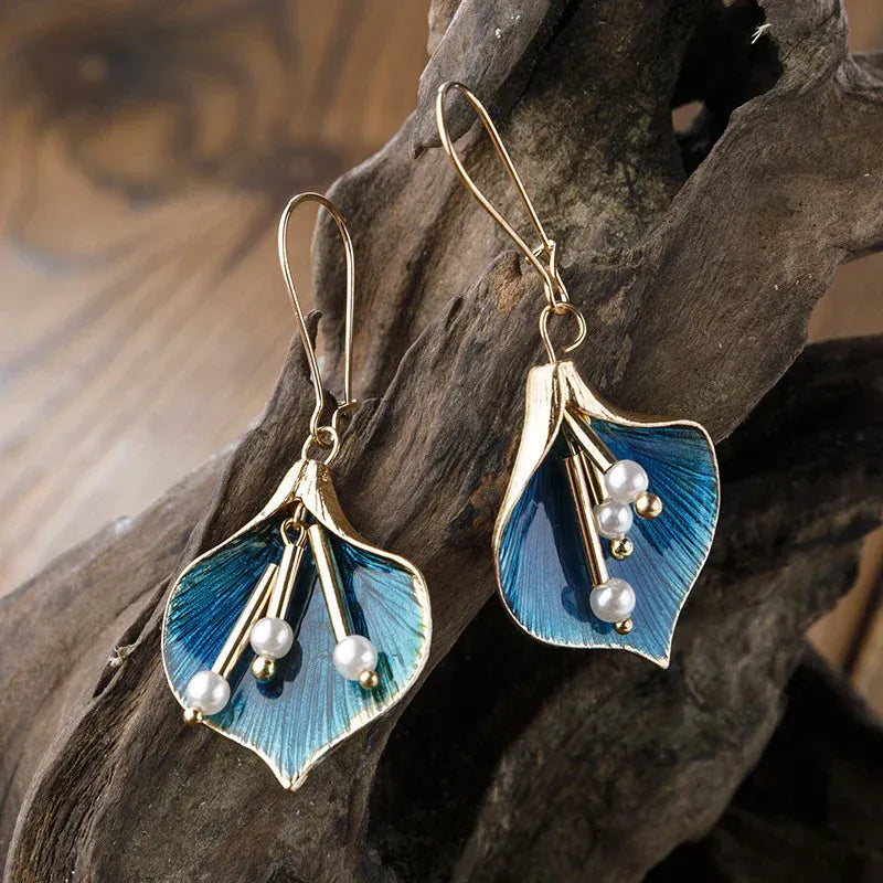 Yara – Pendientes Loto Azul de plata vintage