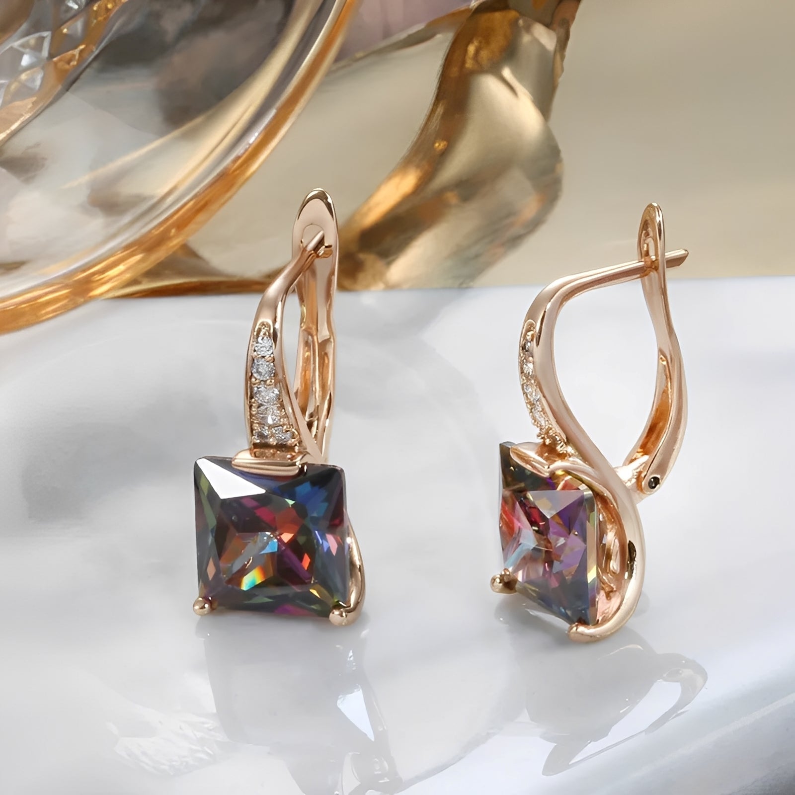 Celina – Aros de oro con circonitas de colores
