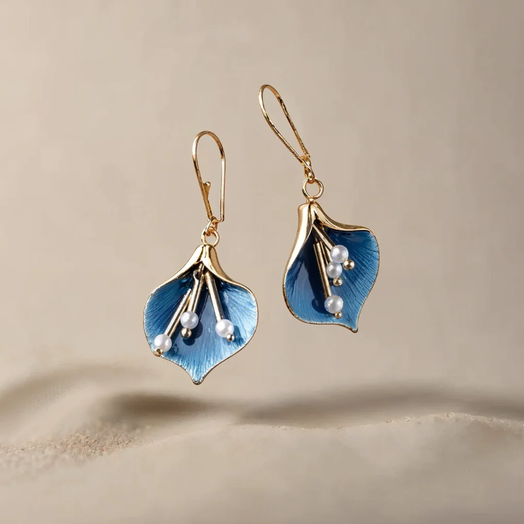Yara – Pendientes Loto Azul de plata vintage