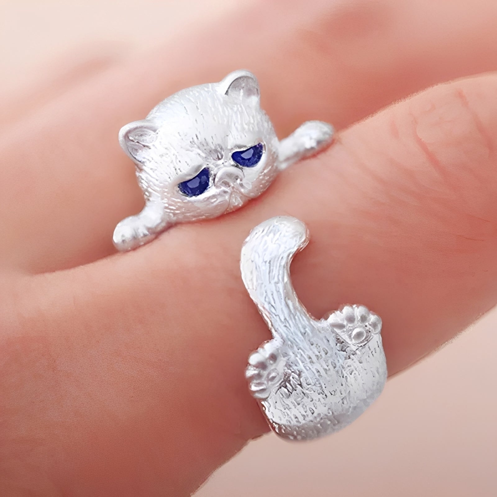 Louna – Anillo de gato fino de plata de 925