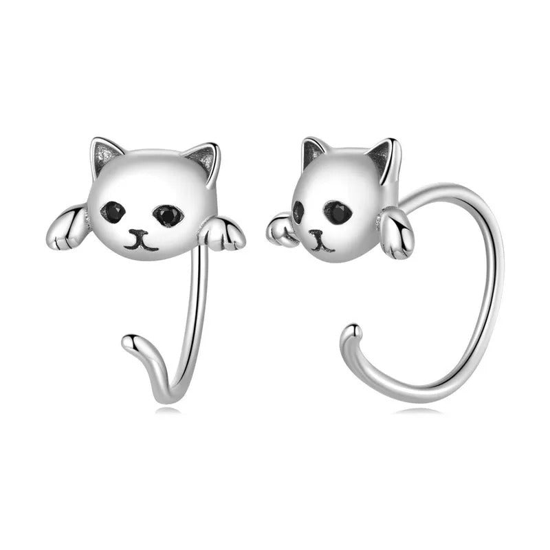 Katrin – Pendientes de gato de plata