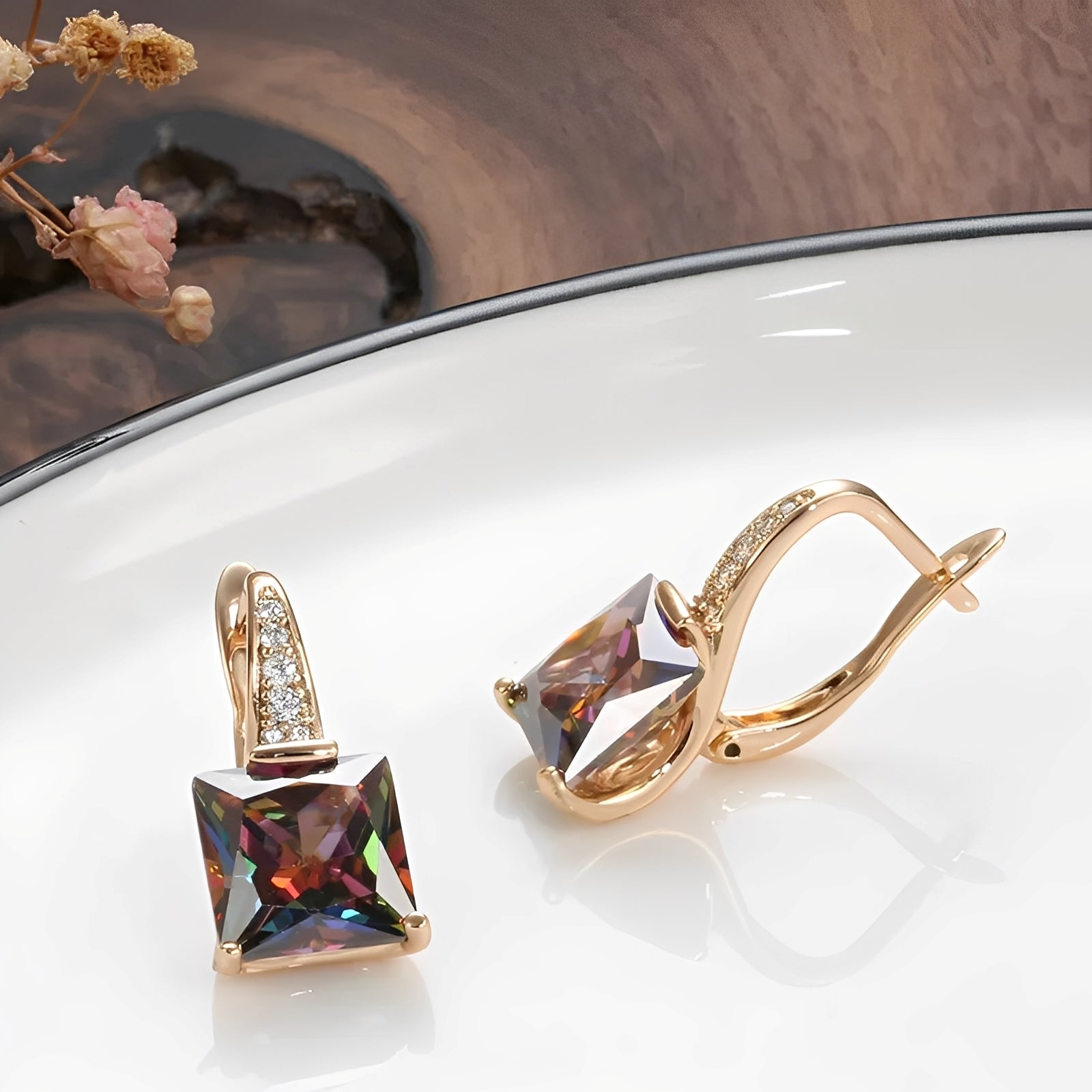 Celina – Aros de oro con circonitas de colores