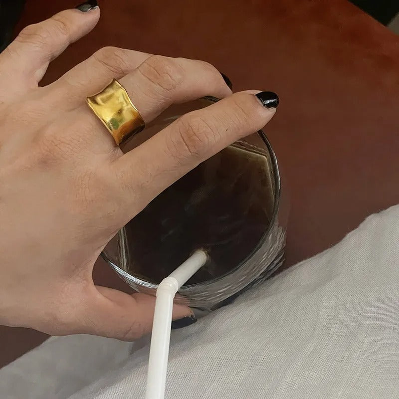 Louna – Anillos boho dorados y plateados irregulares