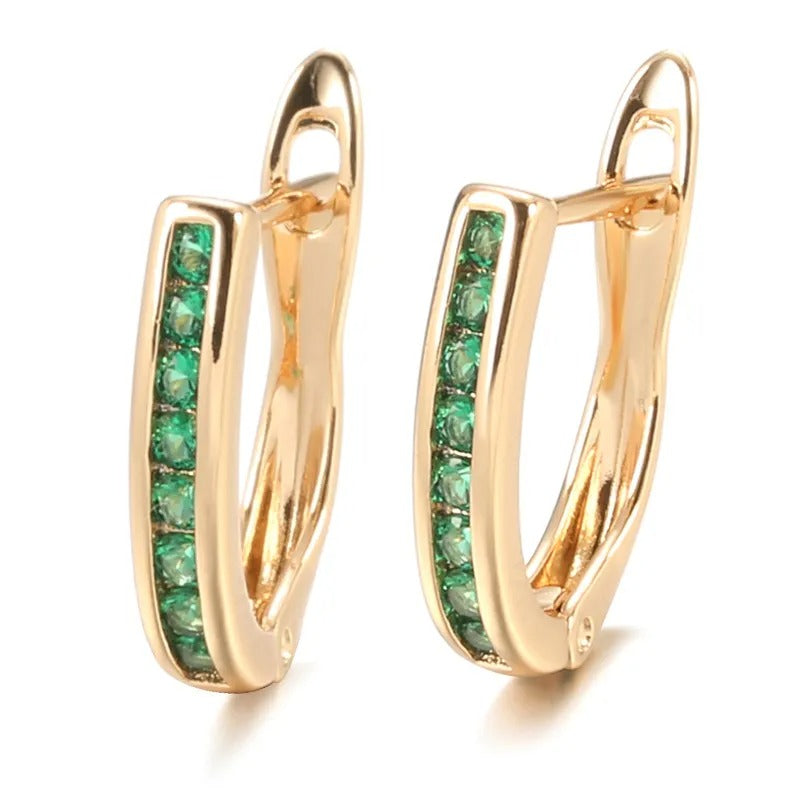 Christine – Pendientes dorados de esmeralda y diamante