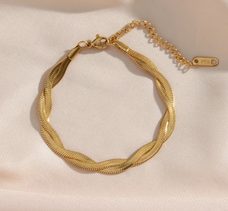 Alina – Conjunto de collar y pulsera elegante dorado entrelazado